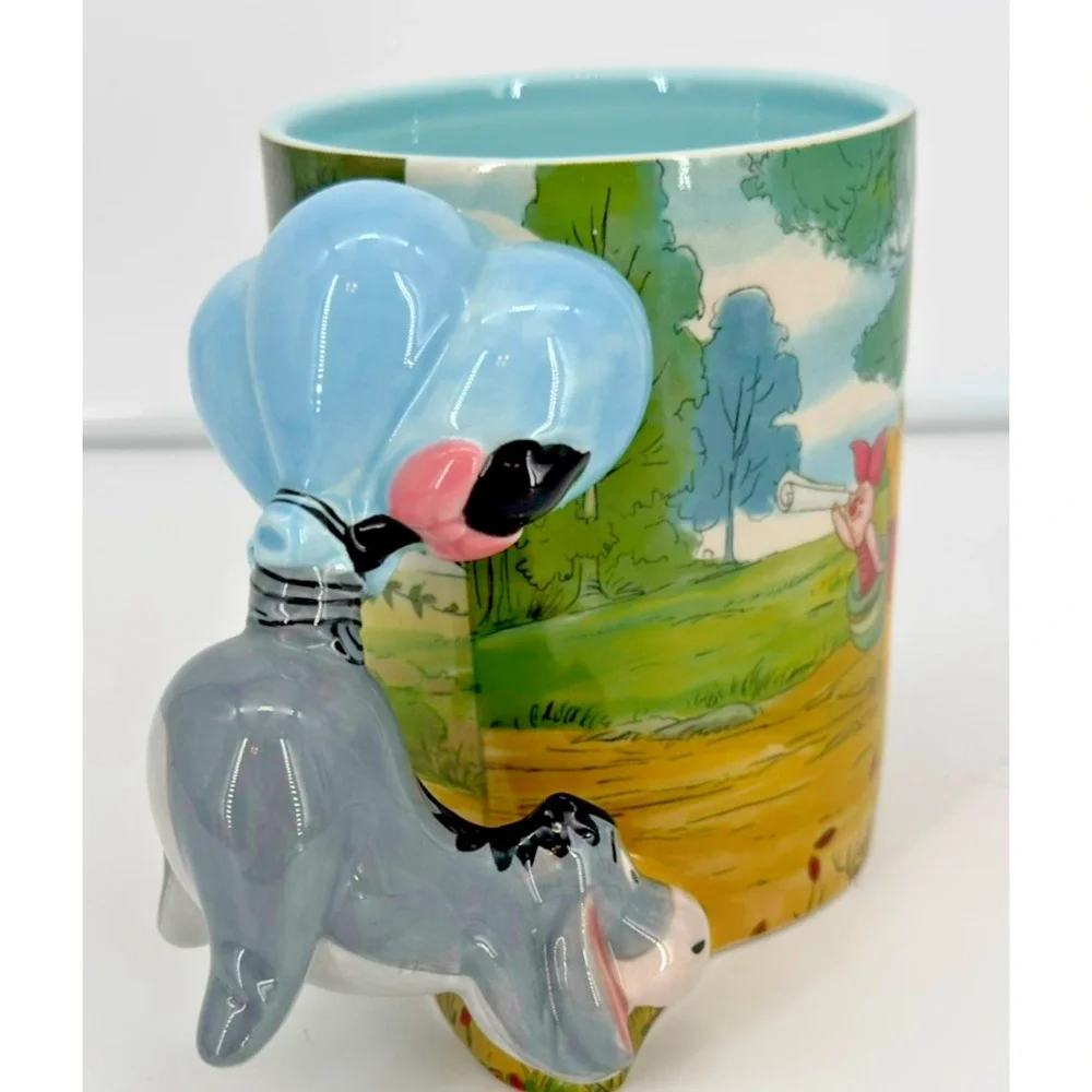 Disney Parks Winnie the Pooh Mug Cup Piglet Pooh Tigger with Eeyore Handle - Picture 3 of 9